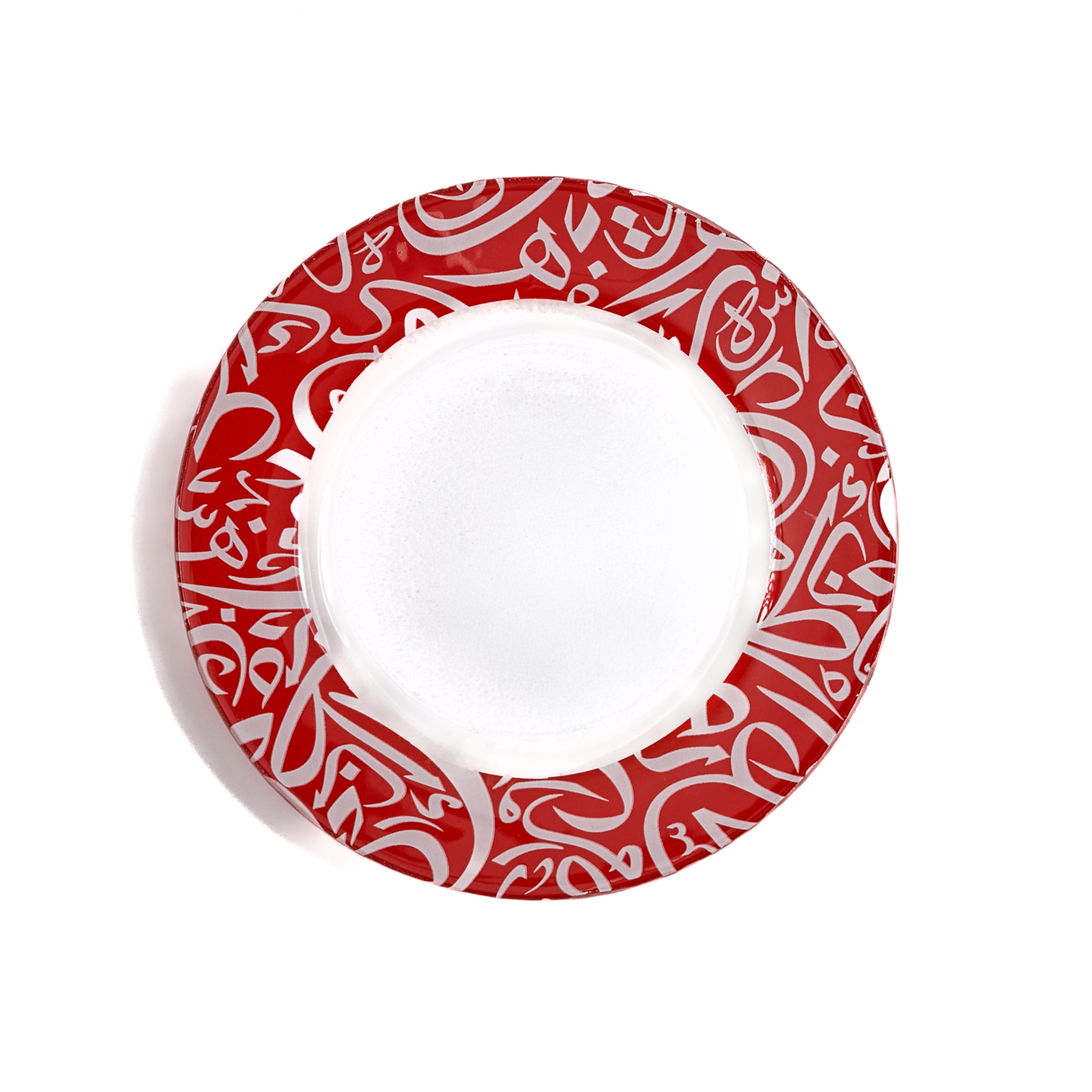 Arabic Calligraphy Round Plate Red